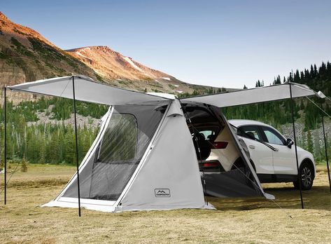 Amazon.com : KAMPKEEPER SUV Car Tent, Tailgate Shade Awning Tent for Camping, Vehicle SUV Tent Car Camping Tents for Outdoor Travel (Gray) : Sports & Outdoors Tent For Camping, Tailgate Tent, Suv Tent, Car Tent Camping, Tent Material, Car Tent, Grey Car, Hiking Tent, Camping Tents