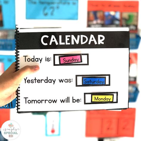 The daily repetition of skills and materials that happens during morning meeting helps to create confident and independent learners. Morning meeting covers basic topics like the date, weather, temperature, colors, & more. All of these are super important in a kinder, first, second, third, fourth, or fifth grade special education classroom. Read on for more great info on why morning meeting is the best way to start the day in a sped ed class. #MorningMeeting Morning Meeting Routine, Special Education Visual Schedule, Special Education Lesson Plans, Communication Book, Social Stories Preschool, Sped Classroom, Visual Schedules, Self Contained Classroom, Special Education Activities