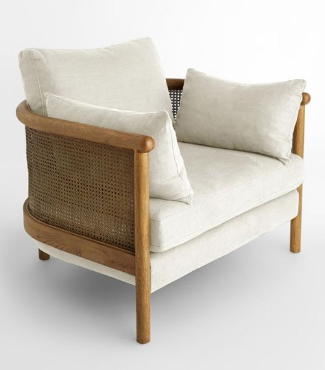 1.5 Seater Armchair, Rattan Armchair Living Room, Cane Armchair, Soho House Barcelona, Caned Armchair, Wooden Sofa Set Designs, Hm Home, Small Apartment Interior, Soho Home