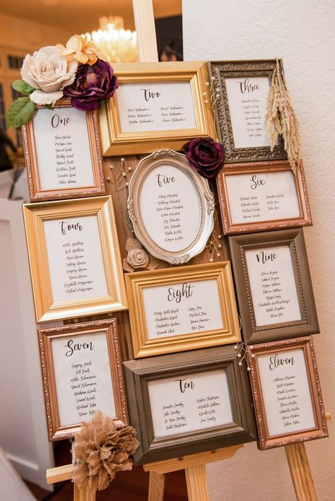 Rustic Fall Wedding Seating Chart, Unique Wedding Seating Chart Ideas Table Numbers, Boho Wedding Seating Chart Ideas, Unique Seating Charts Wedding, Seating Cards Ideas, Picture Frame Seating Chart Wedding, Fall Wedding Seating Chart Ideas, Wedding Table Seating Chart Ideas, Picture Frame Seating Chart