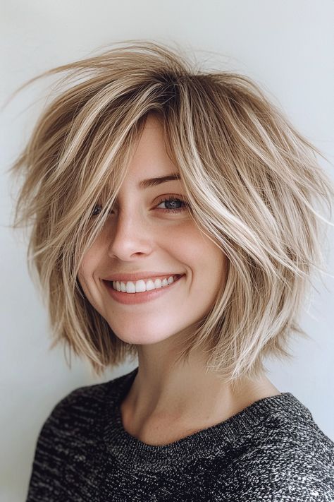 Shaggy Layered Bobs, Shag Hairstyle, Short Shag Hairstyles, Shaggy Bob, Blonde Short, Layered Bobs, Chin Length, Choppy Layers, Short Shag