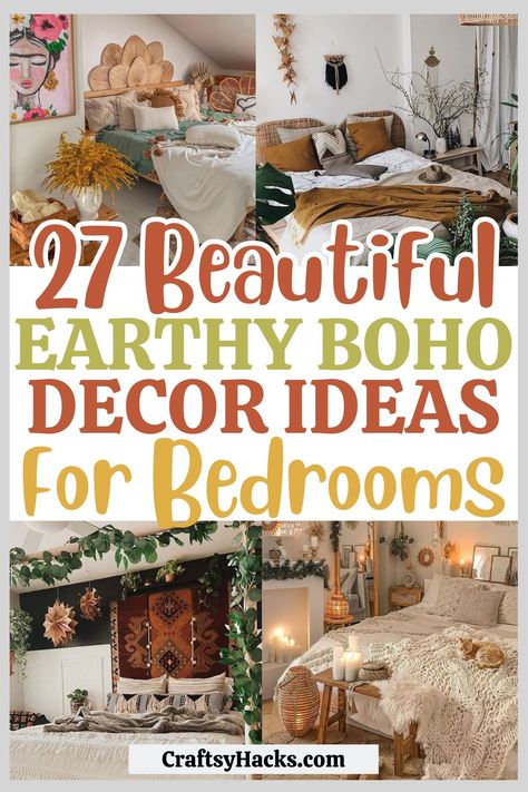 27 Earthy Boho Bedroom Ideas - Craftsy Hacks Boho Bedroom Organization, Earthy Bedroom Aesthetic, Bedroom Inspirations Modern, Boho Decor Ideas, Ultimate Bedroom, Boho Bedroom Ideas Bohemian, Boho Bedroom Diy, Modern Boho Bedroom, Whimsical Bedroom