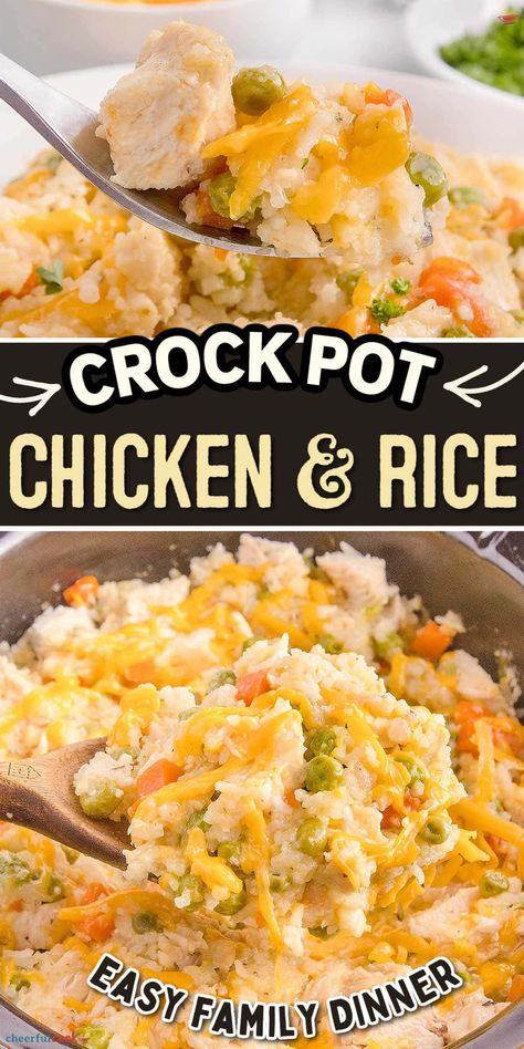 Crock Pot Chicken And Rice, Crockpot Rice Recipes, Slow Cooker Chicken Rice, Chicken And Rice Crockpot, Comforting Food, Chicken And Rice Recipe, Chicken And Rice Casserole, Easy Chicken And Rice, Riced Veggies