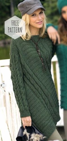 Tunic Knitting Pattern Free, Yarnspirations Patterns Free, Knit Sweater Dress Pattern, Knit Tunic Pattern, Knit Dress Pattern Free, Tunic Dress Pattern, Knitting Jacket, Tunic Tops Pattern, Tunic Knitting Patterns