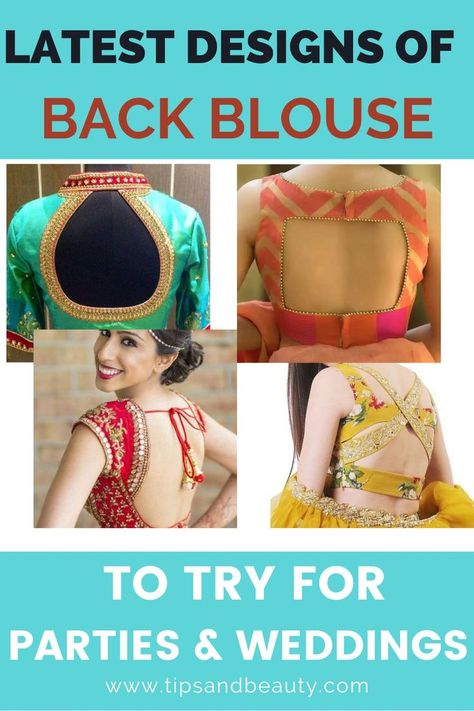 Trendy and latest back blouse designs for sarees and lehengas to try for wedding and parties Blouse Back Neck Designs Pattu, Latest Back Blouse Designs, Back Blouse Designs, Front Blouse Designs, Net Blouses, Blouse Back Neck Designs, Blouse Back, Sari Blouse Designs, Back Neck Designs