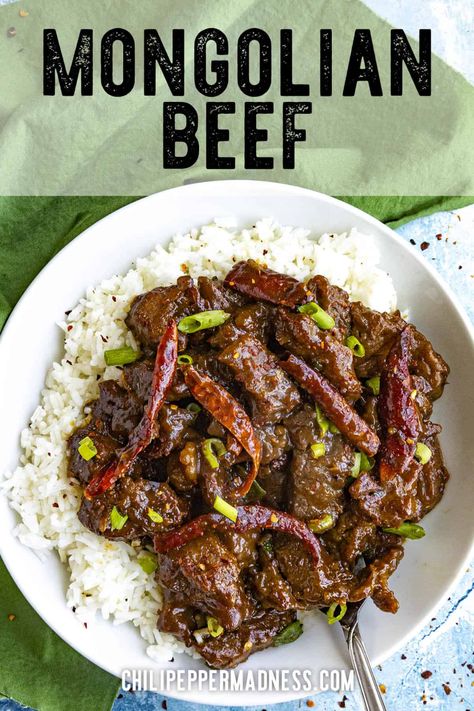 This Mongolian beef recipe is so easy to make with beef stir fried until crispy, then tossed in a sticky, spicy brown sauce, served with rice or noodles. Mongolian Stir Fry, Asian Steak, Easy Mongolian Beef, Mongolian Beef Recipe, Beef Flank Steak, Beef Flank, Mongolian Beef Recipes, Beef Sauce, Asian Stir Fry