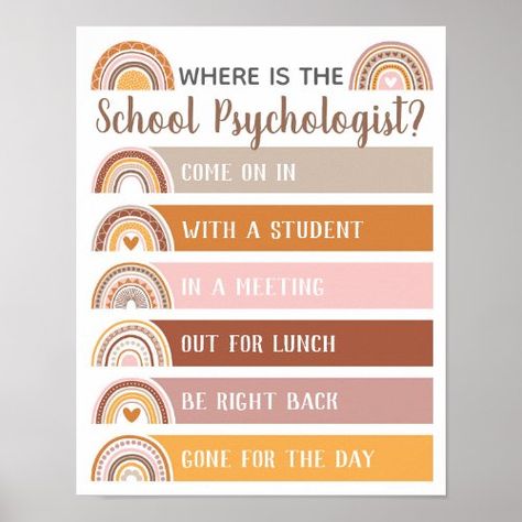 $15.60 | Where is Psychologist Office Door Sign Rainbow #boho, rainbow, cute, school, office door sign, trendy, whimsical, principal office decor, gift for psychologist, where is the psychologist Administrator Office, School Psychologist Office, Principal Office Decor, Principal Office, Office Administrator, Psychologist Office Decor, Office Door Sign, Psychologist Office, Office Door Signs