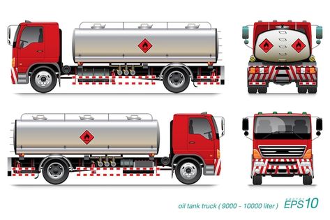 Oil tank truck 6 wheel. | Premium Vector #Freepik #vector #oil-truck #fuel-tank #oil-tank #fuel-truck Vector Bus, Oil Barrel, Free Vector Files, Car Vector, Car Fuel, Car Cartoon, Retro Cars, Bottle Art, Fuel Efficient