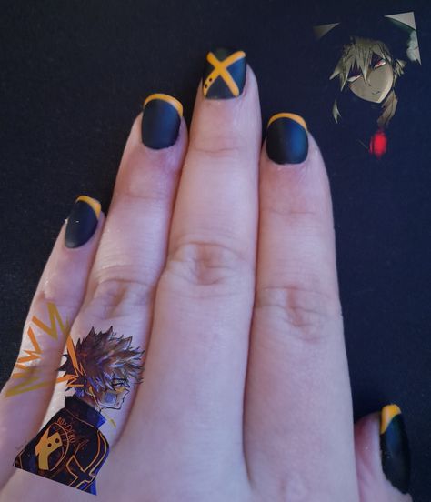 Anime Nails My Hero Academia, Bakugou Nails Art, Bakugou Nails, Bakugo Nails, My Hero Academia Nails, Mha Nails, Bakugo Cosplay, Undertale Toriel, Simple Anime