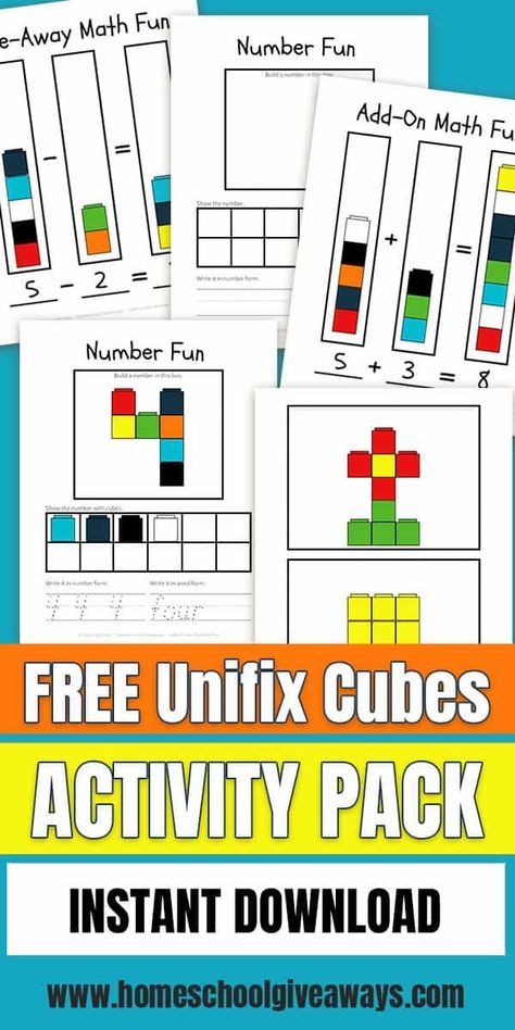 If you are looking for ways to use snap-cubes, these unifix cubes worksheets will be a great addition to your math manipulatives. Unifix Cube Activities, Snap Cubes Activities, Cubes Math, Volume Worksheets, Unifix Cubes, Snap Cubes, Math Blocks, Math Manipulatives, Subtraction Worksheets