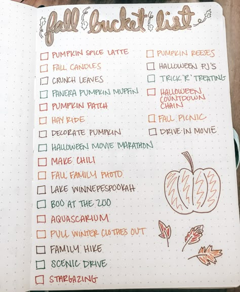 Fall Tbr Bullet Journal, Fall Journal Ideas Aesthetic, Fall Bucket List Aesthetic, Bujo Bucket List, Fall Bucket List Bullet Journal, Fall Journaling, Bullet Journal Vision Board, Bucket List Bullet Journal, Fall Bullet Journal