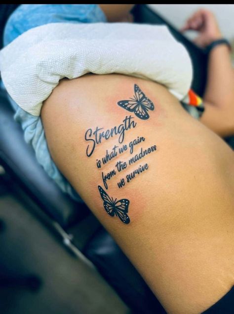 Thigh Tattoo Quotes, Cute Thigh Tattoos, Stomach Tattoos Women, Tattoos Quotes, Belly Tattoos, Meaningful Tattoo Quotes, Hand Tattoos For Girls, Cute Hand Tattoos, Pretty Hand Tattoos