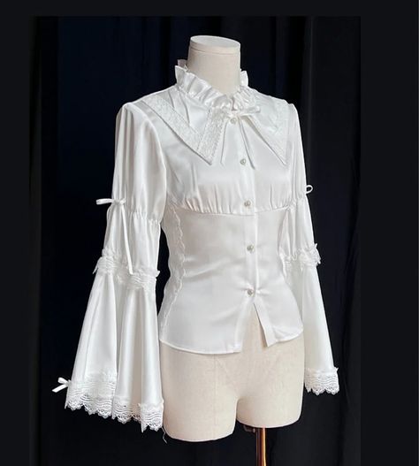 Trumpet Sleeve Blouse, Trumpet Sleeves, Trumpet Sleeve, White Button Up, Lolita Dress, Gothic Lolita, Shirt Sleeves, Clothing And Shoes, Sleeve Shirt