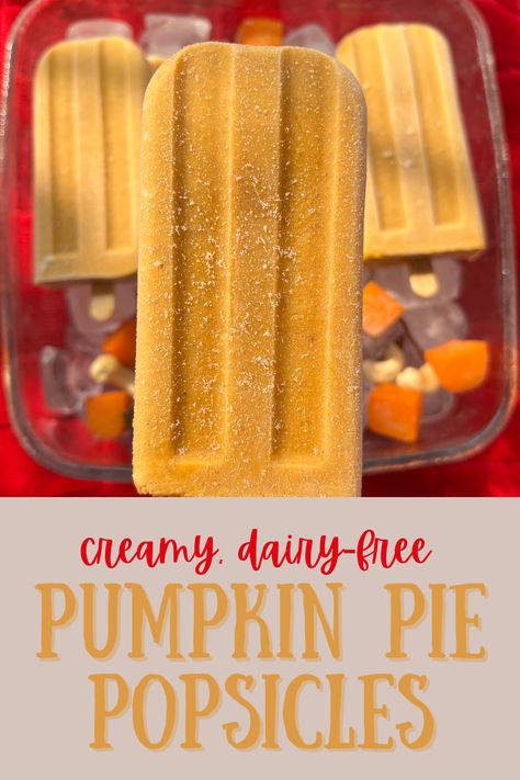 The iconic pumpkin pie all wrapped up in the most delicious frozen treats! These creamy pumpkin pie popsicles are made with healthy, wholesome ingredients, so you can skip the holiday guilt and serve these to your family on the regular! Pumpkin Pie Popsicles, Dairy Free Pumpkin Pie, Pumpkin Spice Frappuccino, No Bake Pumpkin Pie, Dairy Free Snacks, Easy Autumn Recipes, Fall Recipes Healthy, How To Make Pumpkin, Popsicle Recipes