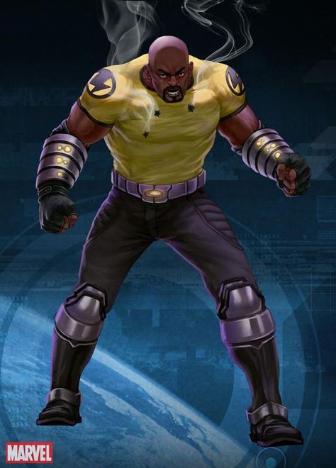 Luke Cage is downright bulletproof thanks to his skin being as tough as titanium. One of the more useful powers in the entire Marvel Universe, Cage’s skin as well as skeleton are so dense that it’s nearly impossible to injure the guy. In fact, you can fire at Cage point blank from as close as 4 feet and he may not even feel it. Add in the fact that attacks from other superhumans (even those stronger than him) won’t hurt him, and you have yourself a badass that you wouldn’t want to rumble with Marvel Luke Cage, Black Avengers, Luke Cage Marvel, Marvel Books, Black Superheroes, Defenders Marvel, Marvel Knights, Power Man, Black Comics