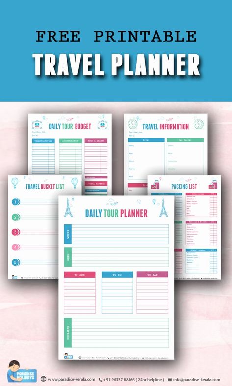 Travel Itinerary Planner Template Elegant Free Printable Travel Planner Paradise Holidays Cochin Travel Itinerary Planner, Kerala Tour, Free Calendars, Travel Planner Template, Old Delhi, Itinerary Planner, Calendar Journal, Print Outs, Home Management Binder