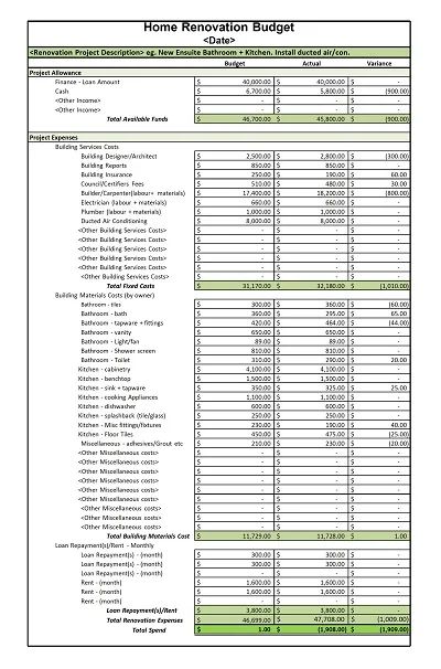 Free Home Renovation Budget Templates Home Renovation Budget Template, Remodel Budget Worksheet, Home Renovation On A Budget, Home Renovation Costs, Budget List, Excel Budget, Renovation Budget, Budget Spreadsheet, Budgeting Worksheets