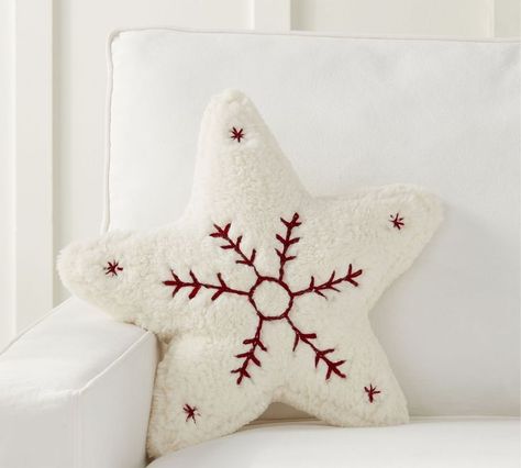 Pottery Barn Christmas, Snowflake Shape, Shaped Pillow, Cozy Pillow, Christmas Pillows, Holiday Pillows, Throw Pillows Christmas, Pottery Barn Teen, Pottery Barn Kids