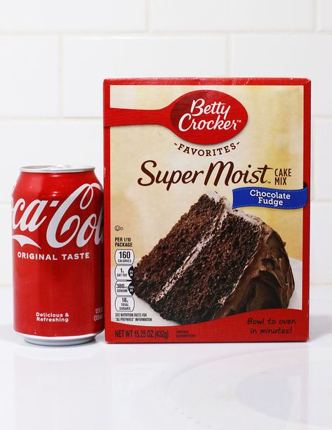 Coke Cake Recipe Easy, Coke And Cake Mix Recipe, Cake And Soda 2 Ingredients, Cake Mix Plus Soda, Box Cake Made With Soda, Chocolate Cake With Coke, Simple Cake Mix Recipes, Coke Zero Cake, Cake With Soda Recipes