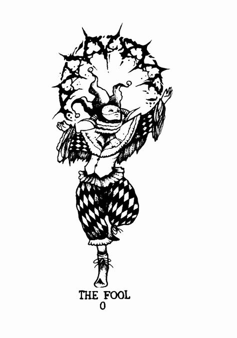 Trickster Tattoo Design, Jester Wallpaper Aesthetic, Gothic Knight Tattoo, The Fool Tattoo Design, Court Jester Tattoo, The Thinker Tattoo, Jester Tattoo Design, The Fool Tattoo, Jester Wallpaper