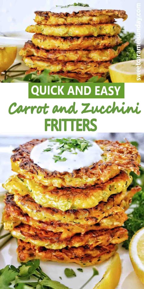 Zucchini Carrot Fritters, Carrot Fritters, Courgette Fritter, Zucchini Patties, Kids Lunch Boxes, Veggie Fritters, Easy Zucchini Recipes, Snack Lunch, Pan Fry