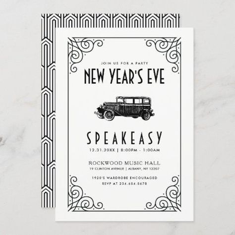 NEW YEAR'S EVE PARTY INVITATION | 1920's Speakeasy #1920s #artdeco #newyearseve #party #roaringtwenties #modern #minamalist #blackandwhite #speakeasy #zgroupon New Year's Eve Party Themes, 1920s Speakeasy, Speakeasy Party, New Years Eve Invitations, Business Invitation, New Year's Eve Party, Nye Party, 1920s Art, Holiday Invitations