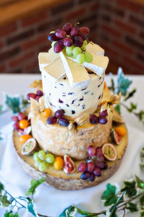 Summer French Cheese Cake Tower - Lavender and Lovage Vineyard Wedding Cake, Cheese Tower, Wheel Cake, Cheese Wedding Cake, Cake Tower, Cheese Wheel, Wedding Cake Alternatives, Food Cakes, Vineyard Wedding