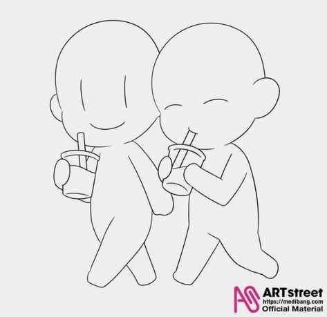 Chibi Art Base 2 People, Trace Drawings Ideas, Duo Art, Poses Anime, 3d Karakter, Chibi Girl Drawings, Chibi Sketch, Illustrations Art, Drawings Of Friends