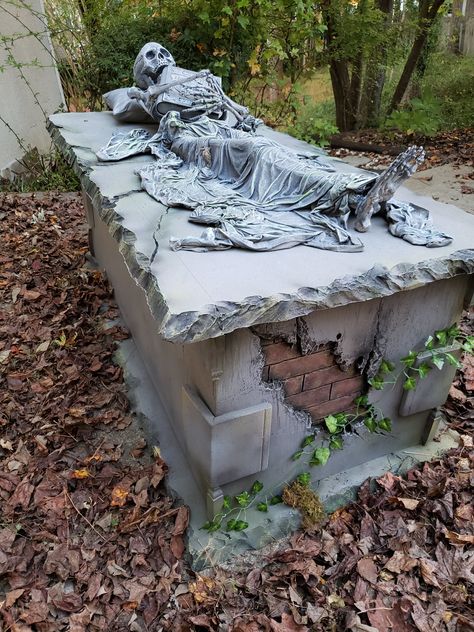 Halloween, crypt, tomb, fog chiller, yard haunt Halloween Home Haunts, Halloween Yard Haunt Ideas, Spooky Halloween Graveyard Ideas, Halloween Yard Haunt, Diy Halloween Graveyard Ideas, Outdoor Cemetery Halloween, Diy Halloween Haunted Trail Ideas, Halloween Cemetary Decorations, Scary Halloween Yard Decorations Diy