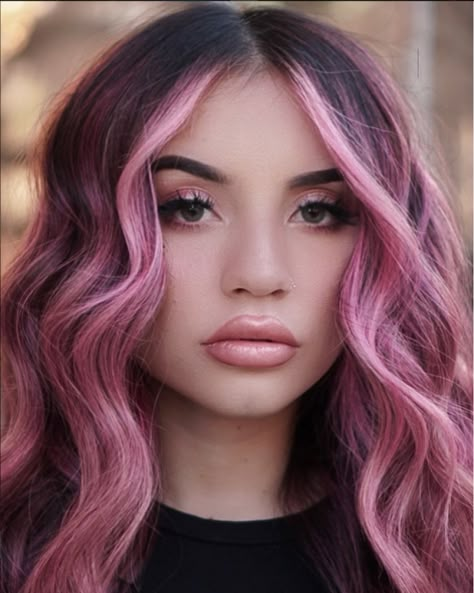 Pink Money Piece, Money Piece Hair, Pink Money, Hair Color Images, Creative Hair Color, Money Piece, Pretty Hair Color, Hair Color Pink, Hair Dye Colors