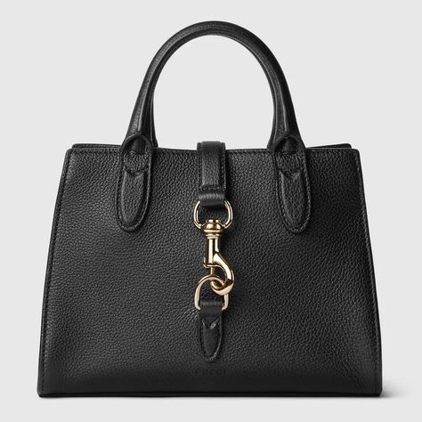 Shop the Small tote bag with hook closure in black at GUCCI.COM. Enjoy Free Shipping and Complimentary Gift Wrapping. Hermes Kelly 25, Gucci Tote Bag, Gucci Tote, Small Tote Bag, Bottega Veneta Shoulder Bag, Tote Bag Leather, Small Tote, Black Tote Bag, Grey Leather