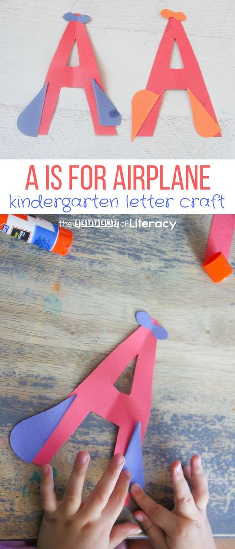 With these letter craft activities, I wanted to provide a long vowel letter A craft with our A is for Airplane kindergarten letter craft. Airplane Kindergarten, Craft Letter A, Letter A Craft, A Is For Airplane, Airplane Craft, Preschool Letter Crafts, Ant Crafts, Spring Arts And Crafts, Abc Crafts