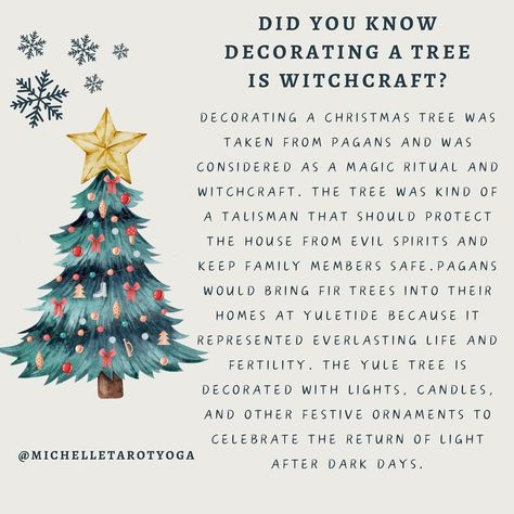 Michelle Whitelaw | Do you decorate your tree? That’s witchcraft! 🎄In pagan traditions, decorating a tree aligns with seasonal celebrations like Yule or the... | Instagram Pagan Holiday Traditions, Yule Family Traditions, Pagan New Year Ritual, Yule Celebration Pagan, Yule Meaning, Yule Wishes, Pagan Christmas Traditions, Yule History, Yule Ritual Ideas