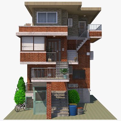 ArtStation - Studio Vertex Thai Apartment Exterior, Korean House Exterior Seoul, Seoul Apartment Exterior, Sims 4 Korean Apartment, Korean Townhouse, Korean Apartment Exterior, Korean Apartment Building, Japanese Apartment Exterior, Korean House Exterior