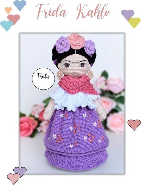 Frida Kahlo de Emmilana | PDF | Costura | Artes Textiles Mexican Doll, Crochet Mermaid, Tiny Dolls, Doll Tutorial, Lol Dolls, Crochet Doll Pattern, Pretty Dolls, Crochet Toys Patterns, Crochet Dolls