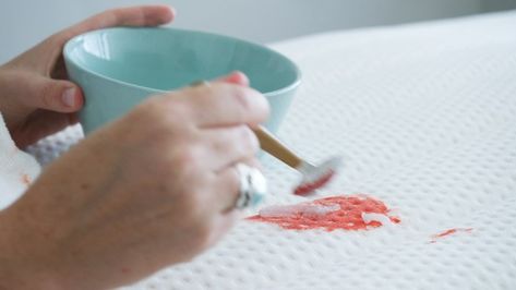 How to Get Blood Stains out of Sheets Remove Blood Stains, Get Blood Stains Out, White Comforter, Red Stain, White Sheets, Wet Towel, Cleaning Recipes, Hydrogen Peroxide, White Quilt