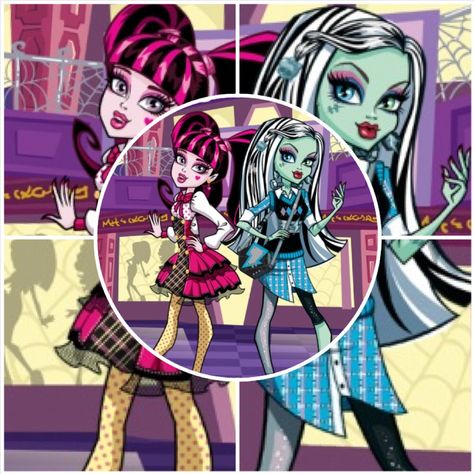 Frankie and draculaura by me by monster high home Frankie And Draculaura Fanart, Draculaura And Clawdeen And Frankie, Draculaura Frankie And Clawdeen, Monster High Frankie And Draculaura, Happy Birthday Bff, Monster High Skulltimate Secrets Fearidescent Draculaura, Monster High Pictures, Moster High, Frankenstein's Monster