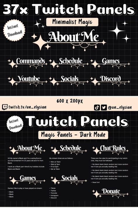 Dark Panels, Twitch Panels, Twitch Overlay, 22 Years Old, Drawing Poses, Etsy Australia, Texts, Digital Drawing, Drawing Illustrations