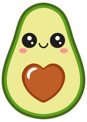 How To Draw A Avacodo, Cute Avocado Sticker, Avocado Drawing Cute, Avocado Painting Cute, Avocado Cartoon Cute, Cute Avocado Drawing, Avocado Doodle, Preppy Art Prints, Avocado Picture