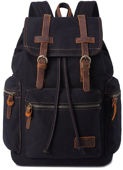 [Affiliate]   Amazon.com: BLUBOON Canvas Vintage Backpack Leather Casual Bookbag Men Rucksack (Black): Clothing Ren Faire Ideas, Mens Fashion Accessories, Men's Backpacks, Vintage Leather Backpack, Best Backpacks, Retro Backpack, Laptop Travel, Wishlist Ideas, Travel Rucksack