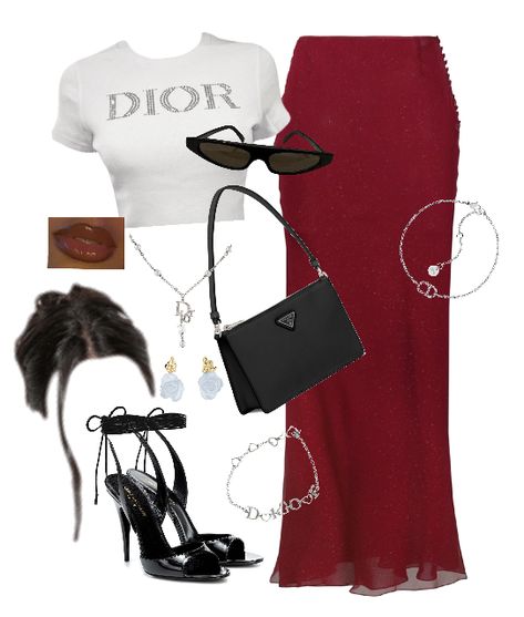 Old Money Outfit Women Summer, Old Money Outfit Women, Red Skirt Outfit, Outfits With Red, Aesthetic Dior, Old Money Outfit, Money Outfit, Outfits Edgy, Women Summer Casual