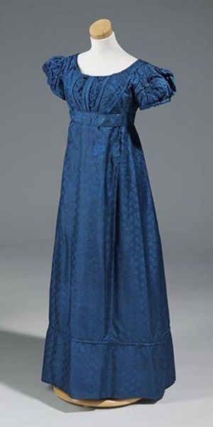 1820s Dress, 1820s Fashion, Regency Gown, Regency Era Fashion, 1800s Fashion, Regency Dress, Regency Fashion, Blue Silk Dress, Period Outfit