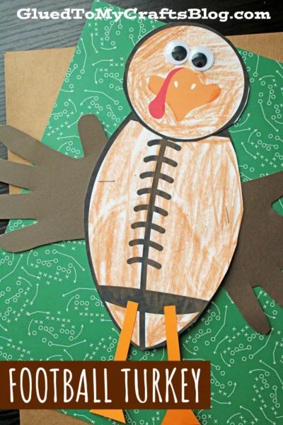 Turkey Dinner Craft Preschool, Turkeys Crafts For Toddlers, Thanksgiving Keepsake Craft, Football Toddler Crafts, Turkey Games For Preschoolers, Paper Bag Turkey Craft For Kids, Preschool Football Craft, Turkeycrafts Preschool, Turkey Craft Kindergarten