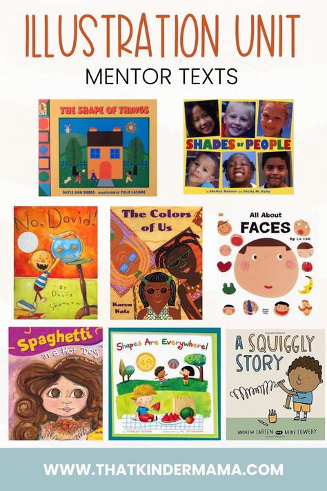 Illustration Unit Kindergarten, Books For Kindergarten Read Aloud, Draw With Shapes, Beginning Of The Year Read Alouds, Kindergarten Illustration, Author Vs Illustrator Kindergarten, Mentor Text For Visualizing, Picture Books For Visualizing, Different Facial Expressions