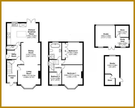 Kitchen Extension Floor Plan, 1930s House Extension, 1930s House Renovation, Drawing House Plans, 3 Bed House, Kitchen Diner Extension, Extension Plans, House Extension Plans, Open Plan Kitchen Diner