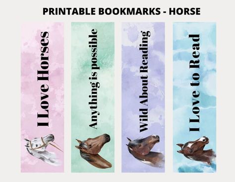 Horse Bookmarks Printable Free, Horse Bookmarks, Coloring Bookmarks Free, Free Printable Bookmarks, Horse Sketch, Horse Camp, Watercolor Backgrounds, Coloring Bookmarks, Printable Bookmarks