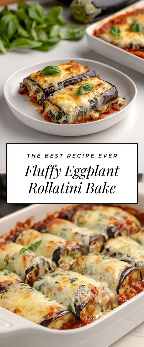 Image for Fluffy Eggplant Rollatini Bake Eggplant Rollatini Recipe Healthy, Stuffed Eggplant Recipes Italian, Greek Stuffed Eggplant, Breaded Eggplant Recipes, Iron Rich Dinner Recipes, Stuffed Eggplant Recipes, Healthy Eggplant Recipes, Eggplant Lasagna Recipe, Eggplant Rollatini Recipe