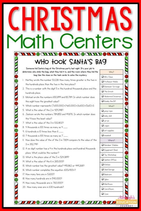 4th grade Christmas math centers Christmas Math Project, 4th Grade Christmas, Christmas Math Games, Christmas Math Centers, December Math, Winter Classroom Activities, Winter Math Activities, Christmas Math Activities, Holiday Math