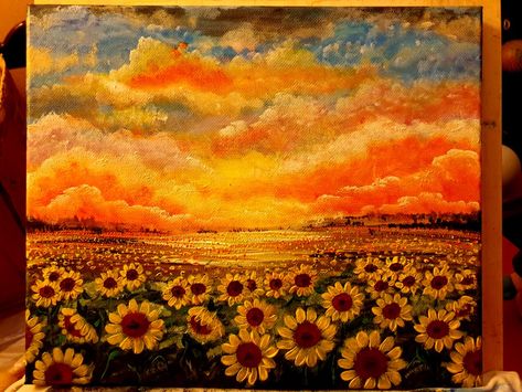 sunflowers sunset acrylic painting Sunset And Sunflowers Painting, Sunflower Acrylic Painting, Sunflower Acrylic, Sunset Acrylic Painting, Sunflowers Painting, Sunflower Sunset, Sunset Acrylic, Sunset Painting Acrylic, Muse Art