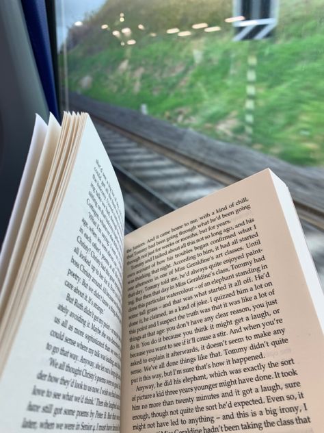 Taking The Train Aesthetic, The Girl On The Train Book Aesthetic, Inside A Train Aesthetic, Reading Book On Train Aesthetic, Looking Out Train Window Aesthetic, Train Book, Travel Reading, English Literature, Come And Go